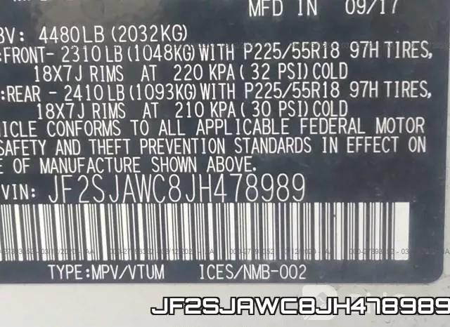 JF2SJAWC8JH478989 фото 10