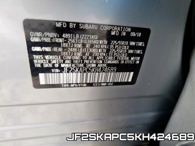JF2SKAPC5KH424689 фото 2