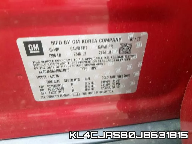 KL4CJASB0JB631815 фото 2