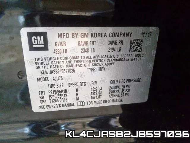 KL4CJASB2JB597036 фото 2