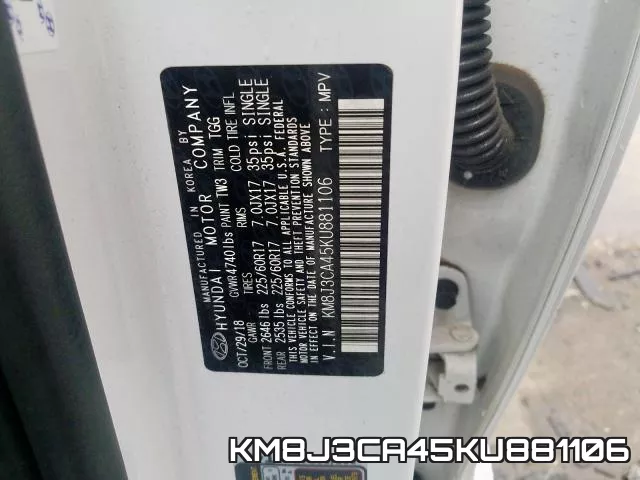 KM8J3CA45KU881106 фото 2