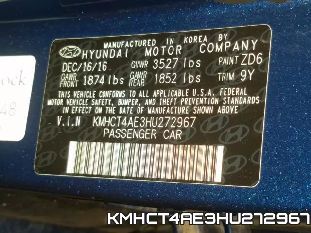 KMHCT4AE3HU272967 фото 2
