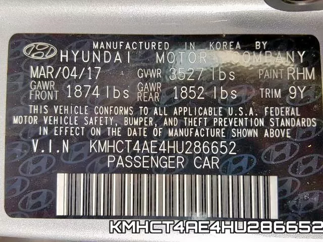 KMHCT4AE4HU286652 фото 2