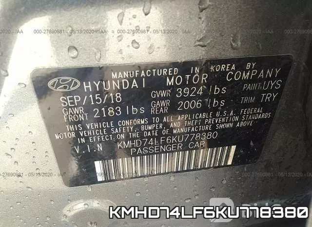 KMHD74LF6KU778380 фото 10
