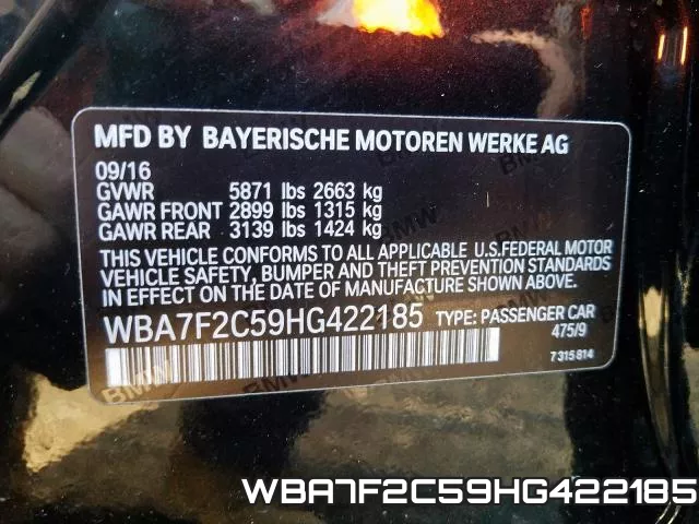 WBA7F2C59HG422185 фото 2