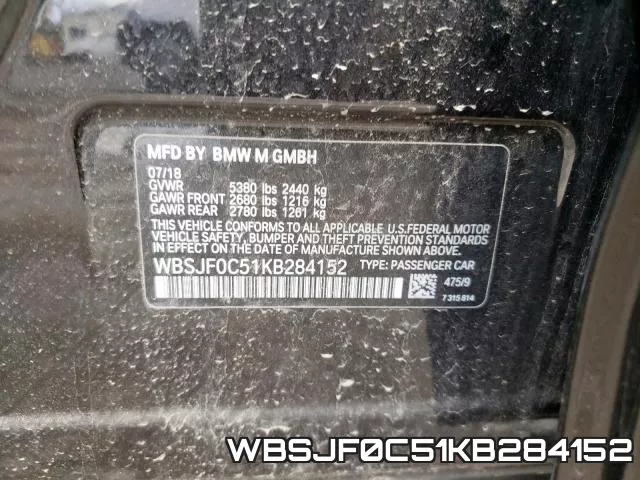 WBSJF0C51KB284152 фото 2