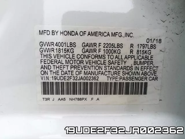 19UDE2F32JA002362 фото 2