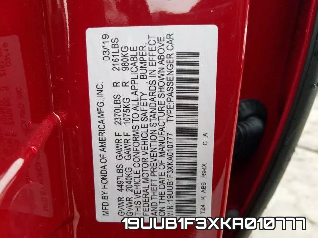 19UUB1F3XKA010777 фото 2