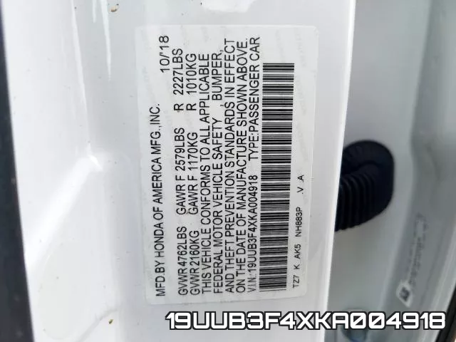 19UUB3F4XKA004918 фото 2