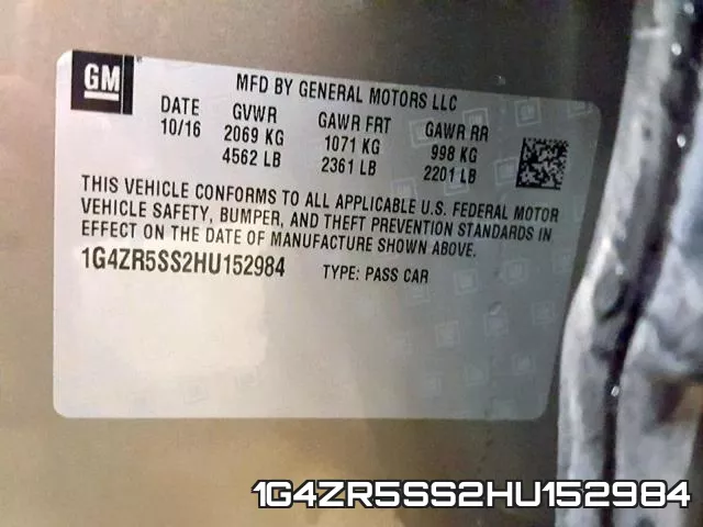 1G4ZR5SS2HU152984 фото 2