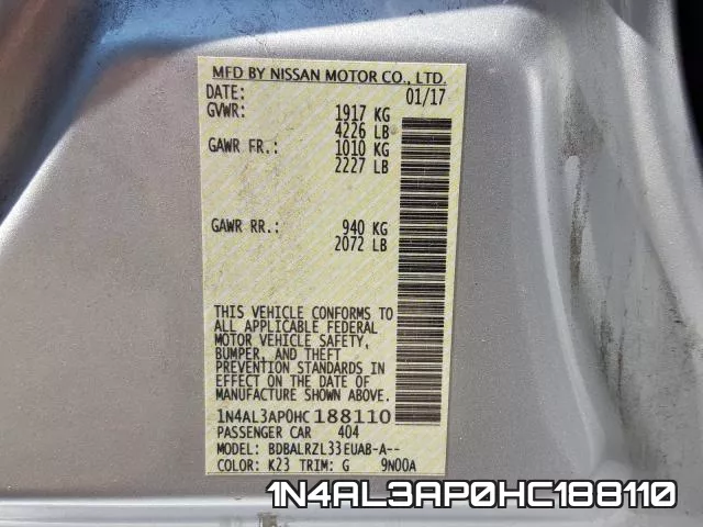 1N4AL3AP0HC188110 фото 2