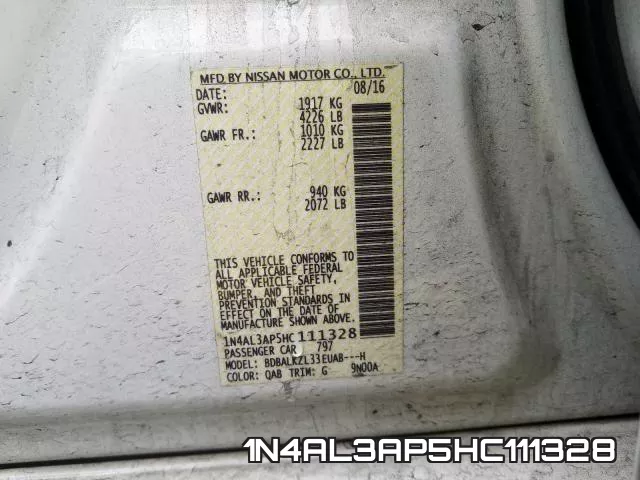 1N4AL3AP5HC111328 фото 2