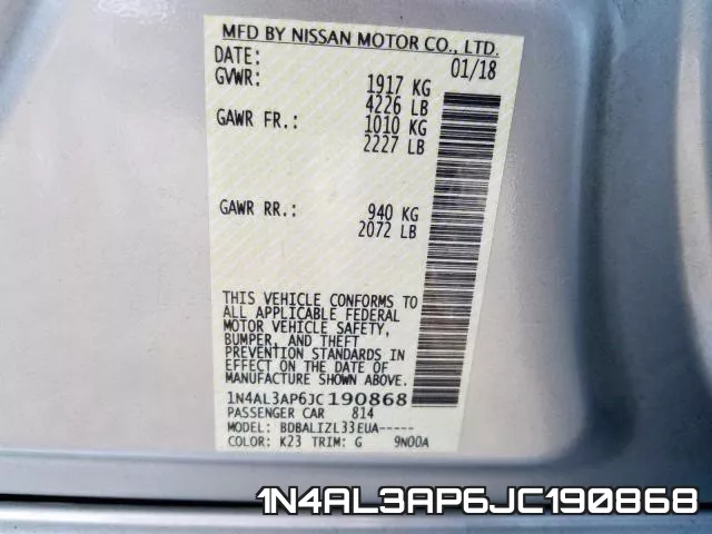 1N4AL3AP6JC190868 фото 2