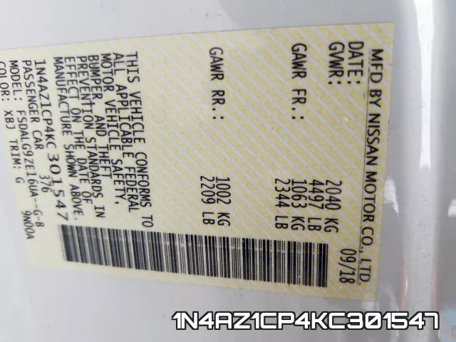 1N4AZ1CP4KC301547 фото 2