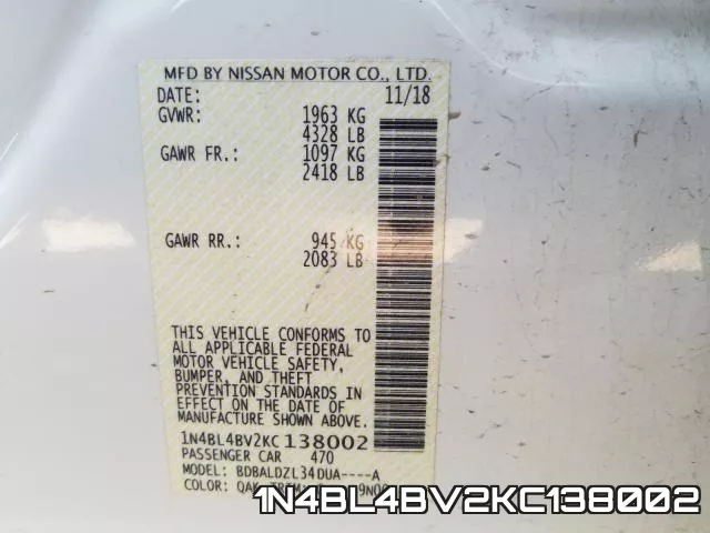 1N4BL4BV2KC138002 фото 2