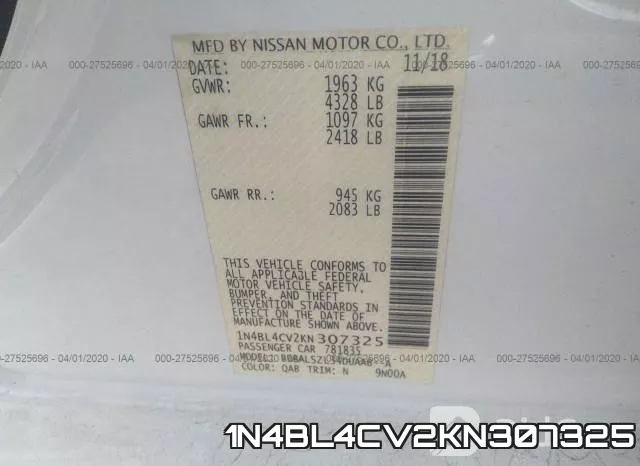 1N4BL4CV2KN307325 фото 10