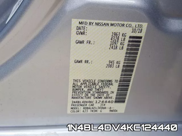 1N4BL4DV4KC124440 фото 2