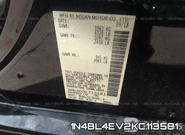 1N4BL4EV2KC113581 фото 10