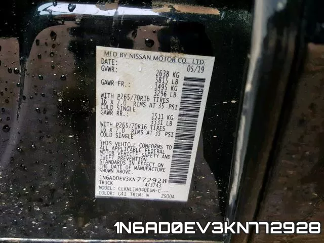 1N6AD0EV3KN772928 фото 2