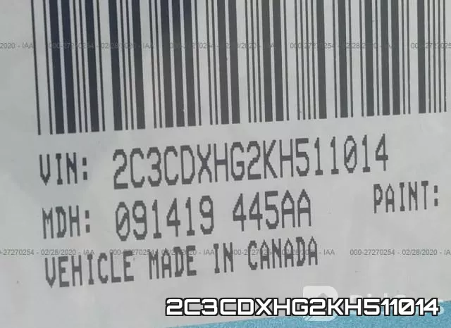 2C3CDXHG2KH511014 фото 10
