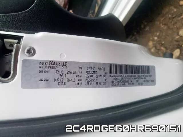2C4RDGEG0HR690151 фото 2
