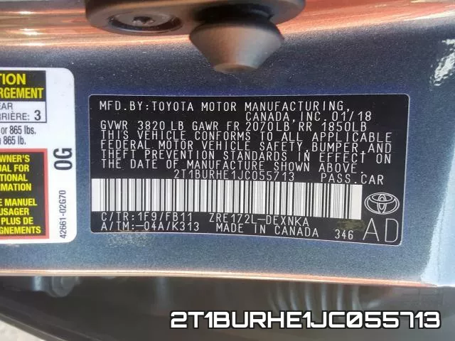 2T1BURHE1JC055713 фото 2