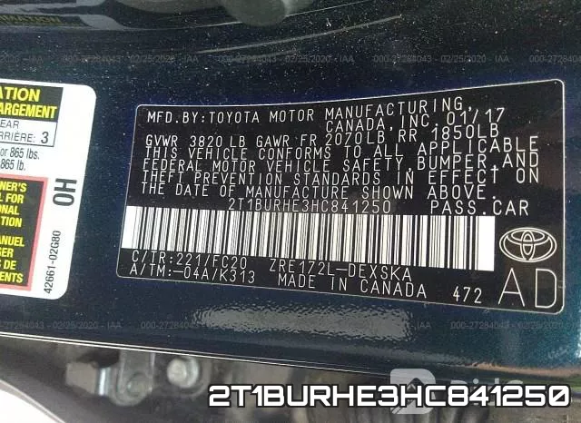 2T1BURHE3HC841250 фото 10