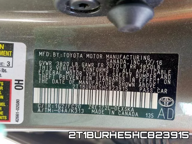2T1BURHE5HC823915 фото 2