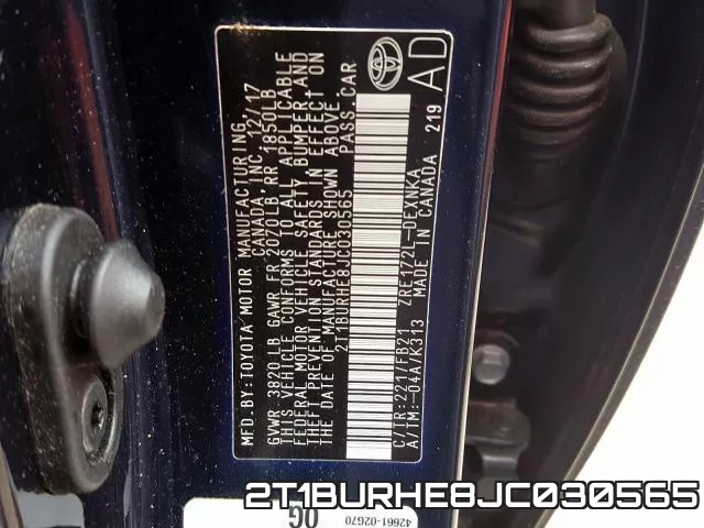 2T1BURHE8JC030565 фото 2