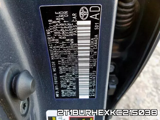 2T1BURHEXKC215038 фото 2