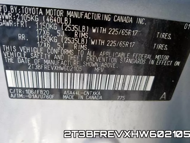 2T3BFREVXHW602105 фото 2