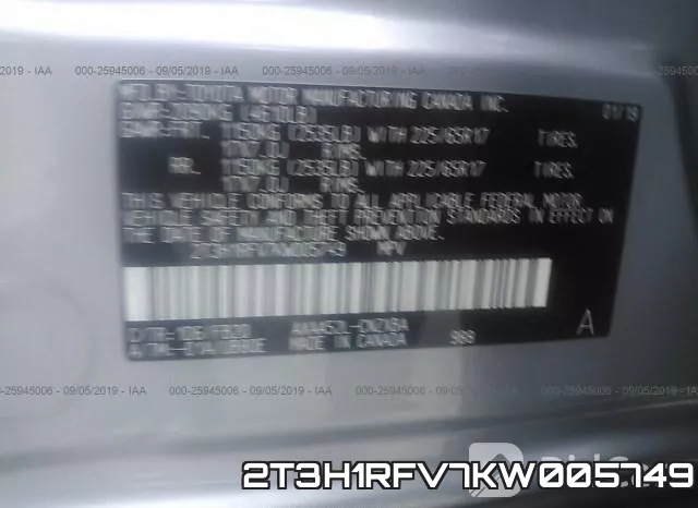 2T3H1RFV7KW005749 фото 10