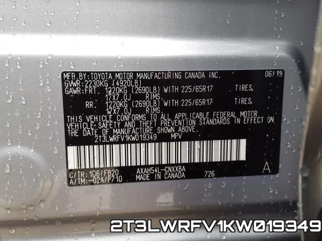 2T3LWRFV1KW019349 фото 2
