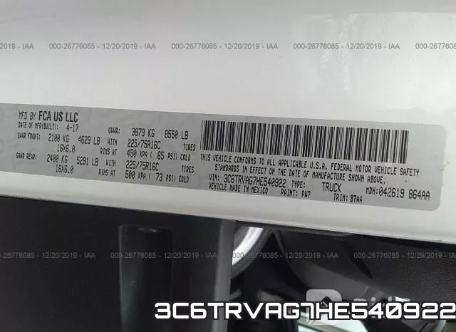 3C6TRVAG7HE540922 фото 10
