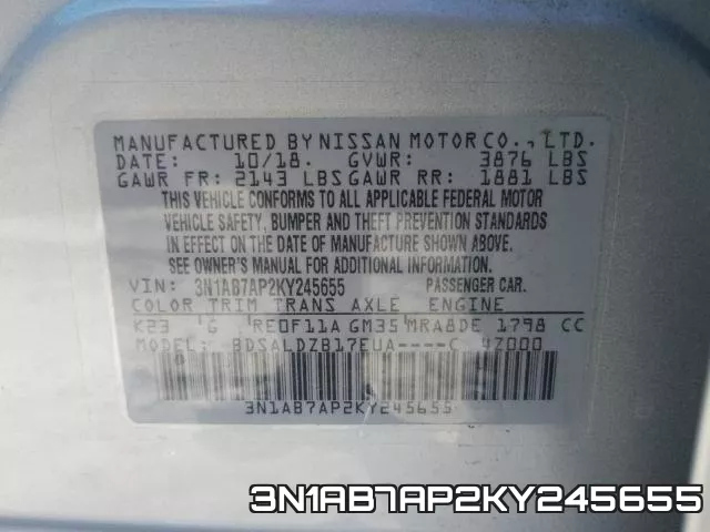 3N1AB7AP2KY245655 фото 2