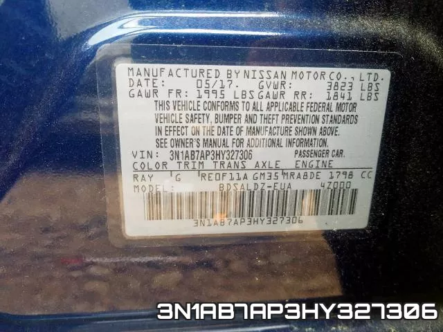 3N1AB7AP3HY327306 фото 2