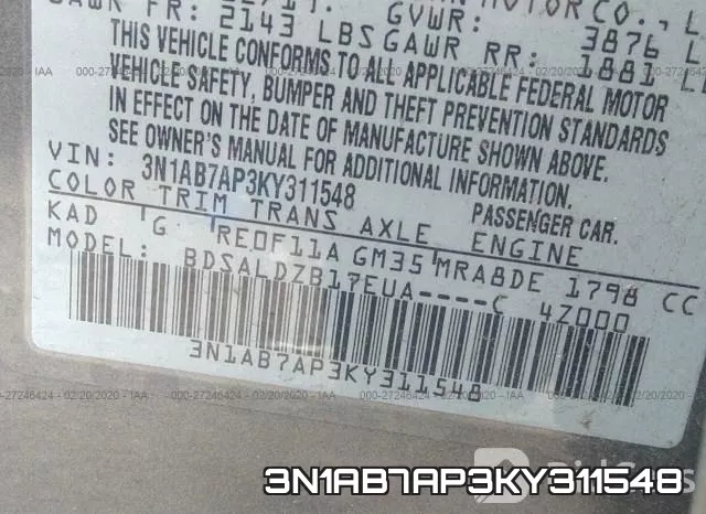 3N1AB7AP3KY311548 фото 10