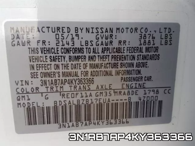 3N1AB7AP4KY363366 фото 2