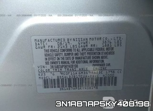 3N1AB7AP5KY408198 фото 10