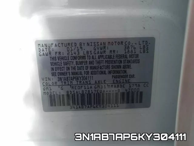 3N1AB7AP6KY304111 фото 2