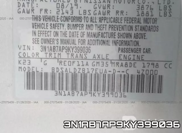 3N1AB7AP9KY399036 фото 10