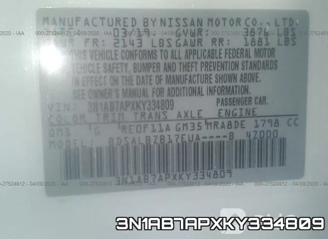 3N1AB7APXKY334809 фото 10