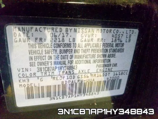 3N1CB7AP1HY348843 фото 2