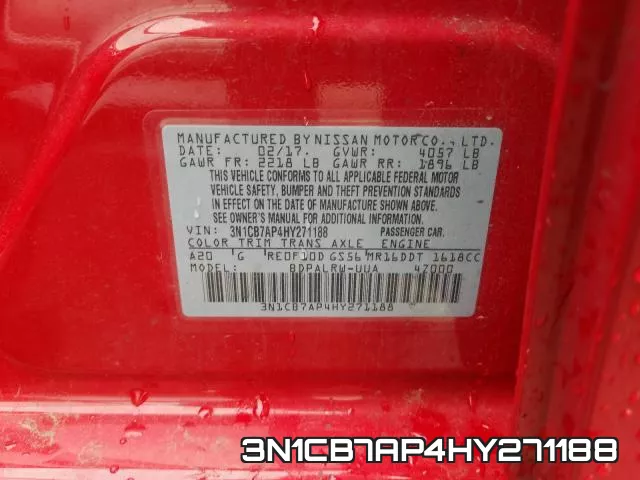 3N1CB7AP4HY271188 фото 2