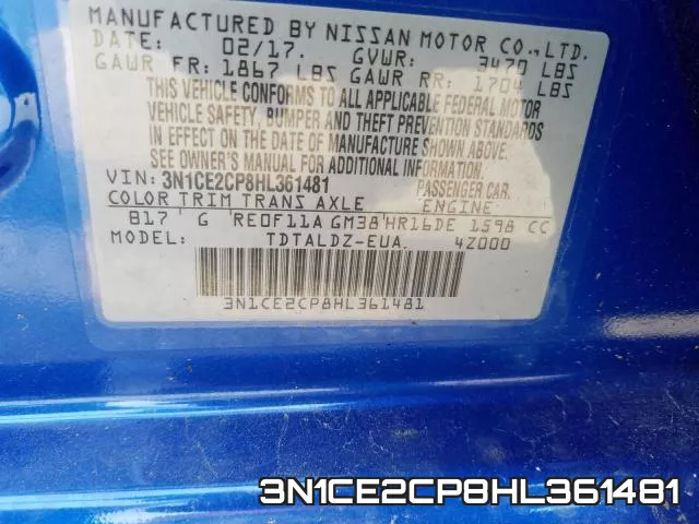 3N1CE2CP8HL361481 фото 2