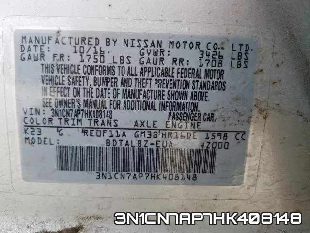 3N1CN7AP7HK408148 фото 2