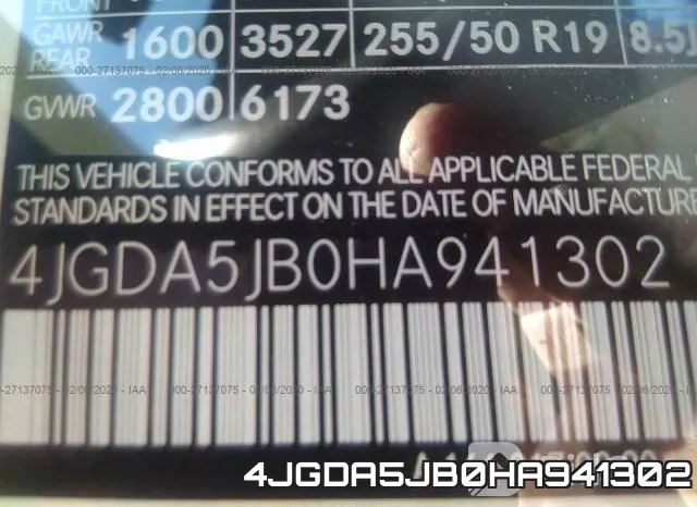 4JGDA5JB0HA941302 фото 10