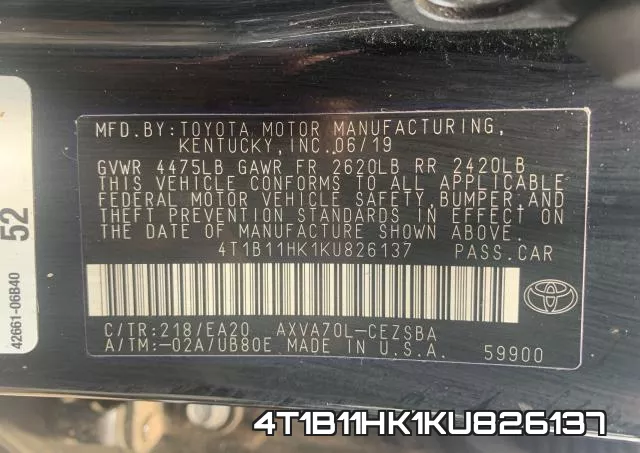 4T1B11HK1KU826137 фото 2