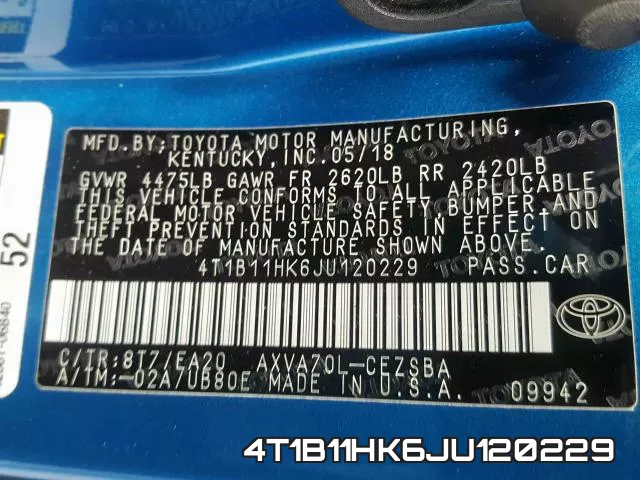 4T1B11HK6JU120229 фото 2