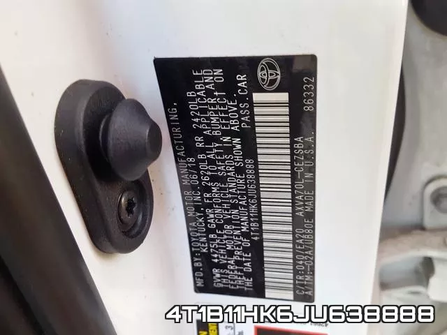 4T1B11HK6JU638888 фото 2